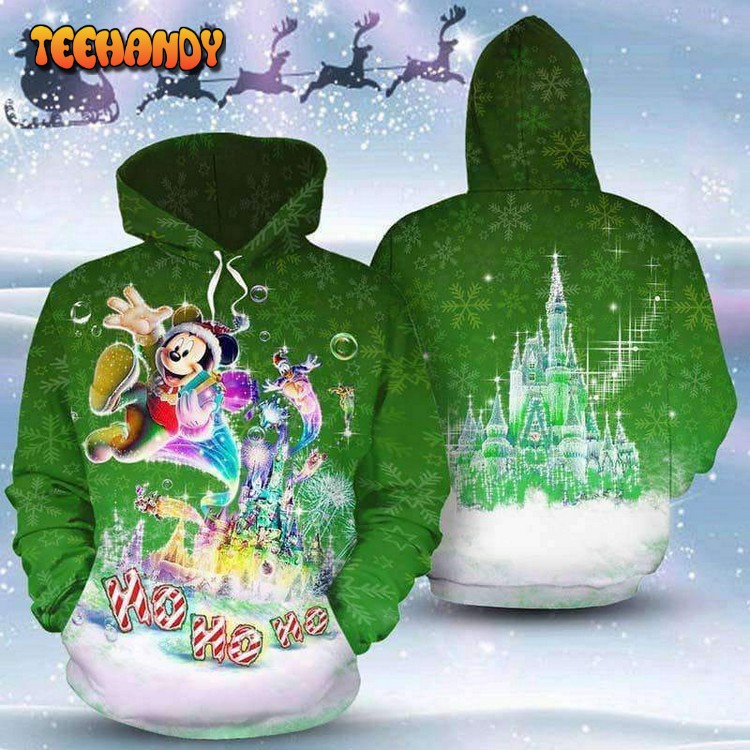 Mickey Merry Christmas Ho Ho Ho Green 3D Printed Hoodie