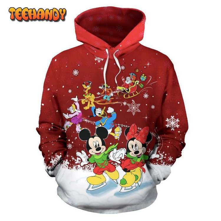 Mickey Minnie And Friends Skating 3D Printed Hoodie Zipper Hoodie