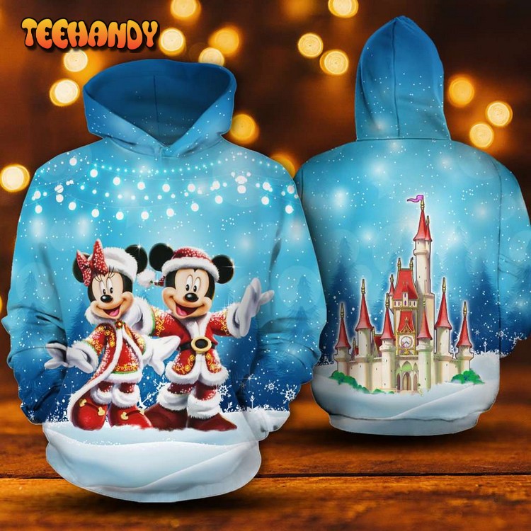 Mickey Minnie Christmas Costume In Blue 3D Printed Hoodie