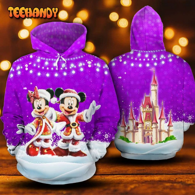 Mickey Minnie Christmas Costume In Purple 3D Printed Hoodie