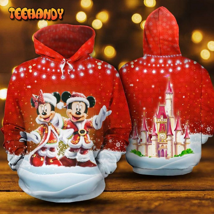 Mickey Minnie Christmas Costume In Red 3D Printed Hoodie