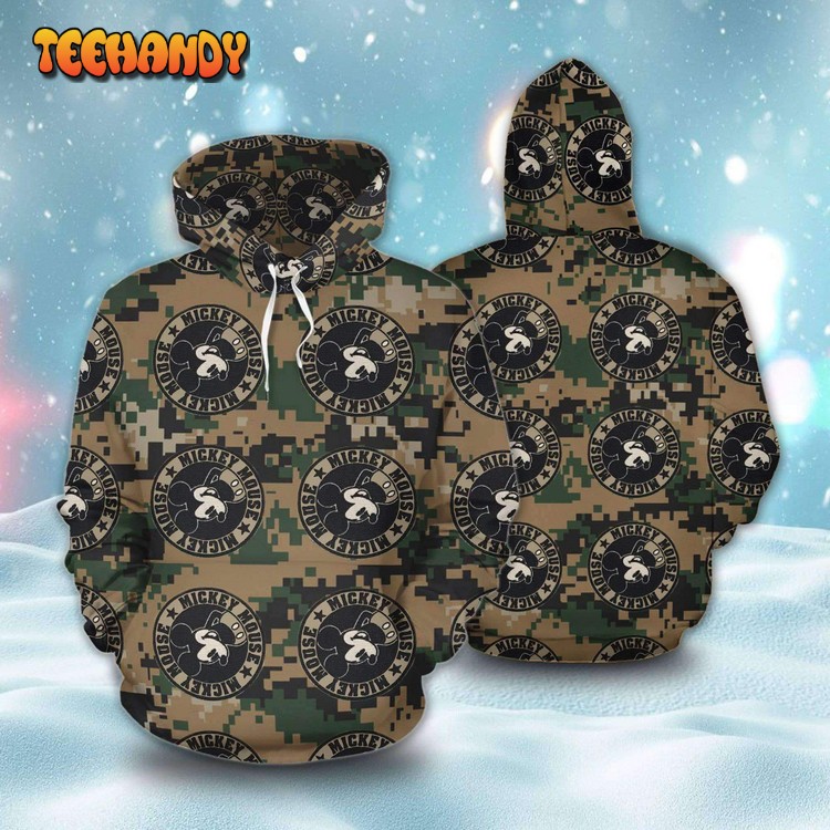 Mickey Mouse Camo Pattern 3D Printed Hoodie Zipper Hoodie