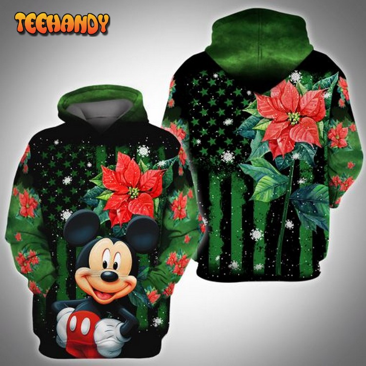 Mickey Poinsettia 3D Printed Hoodie Zipper Hoodie