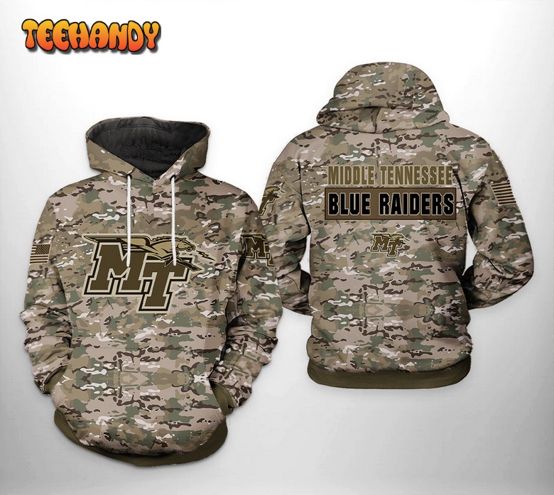 Middle Tennessee Blue Raiders NCAA Camo Veteran 3D Hoodie