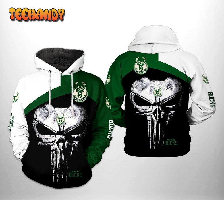 Milwaukee Bucks NBA Skull Punisher Team 3D Printed Hoodie