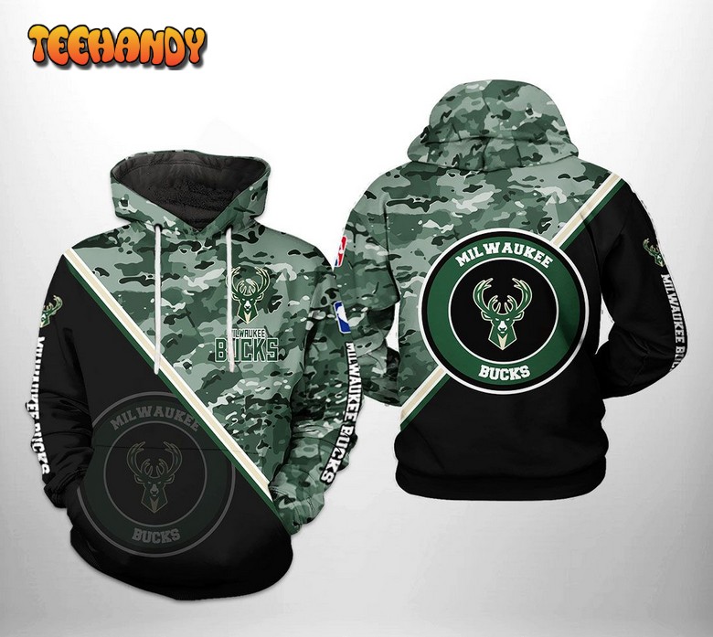 Milwaukee Bucks NBA US Camo Team 3D Printed Hoodie Zipper Hoodie