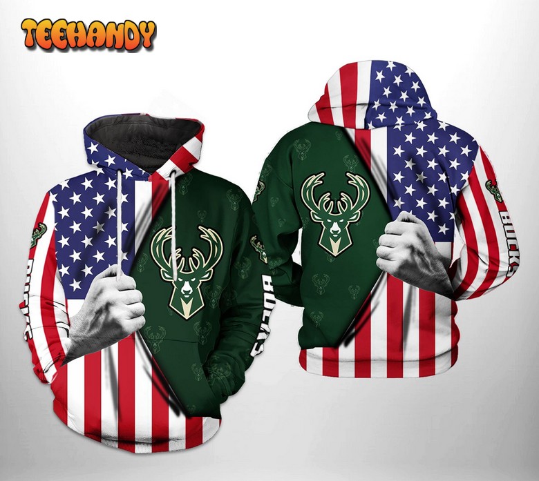 Milwaukee Bucks NBA US Flag Team 3D Printed Hoodie Zipper Hoodie