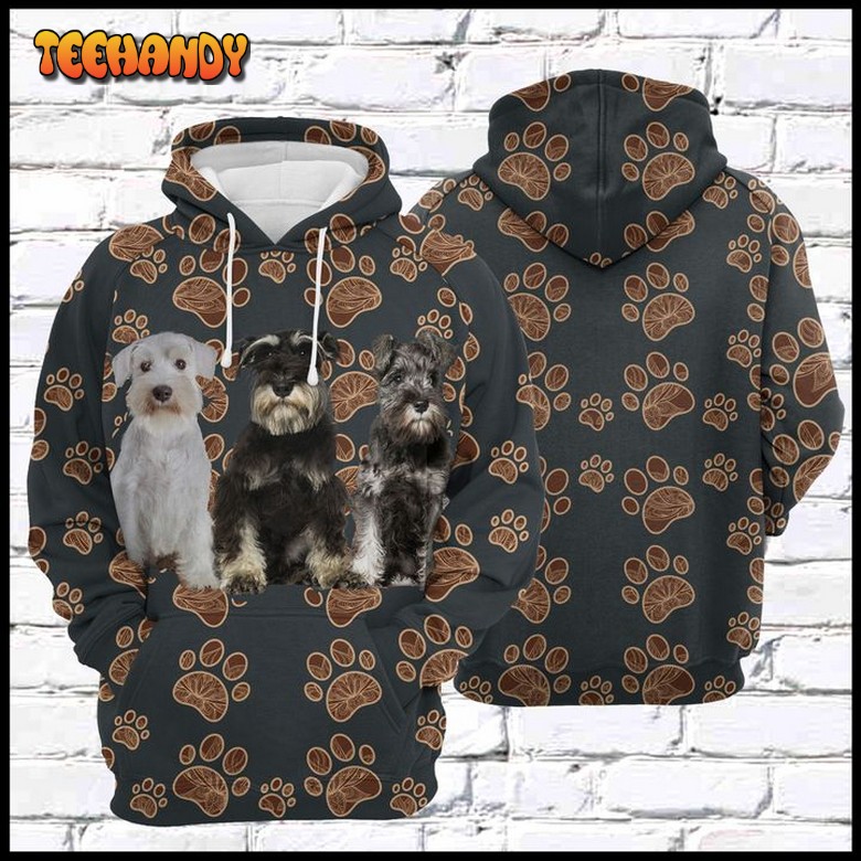 Miniature Schnauzer Floral Paw 3D Printed HoodieZipper Hoodie