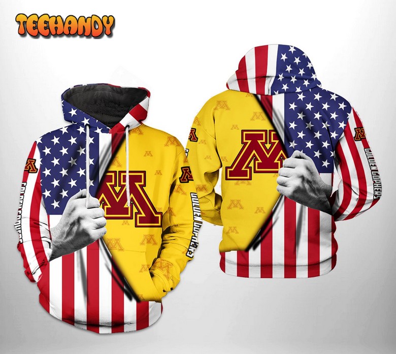 Minnesota Golden Gophers NCAA US Flag 3D Printed HoodieZipper Hoodie