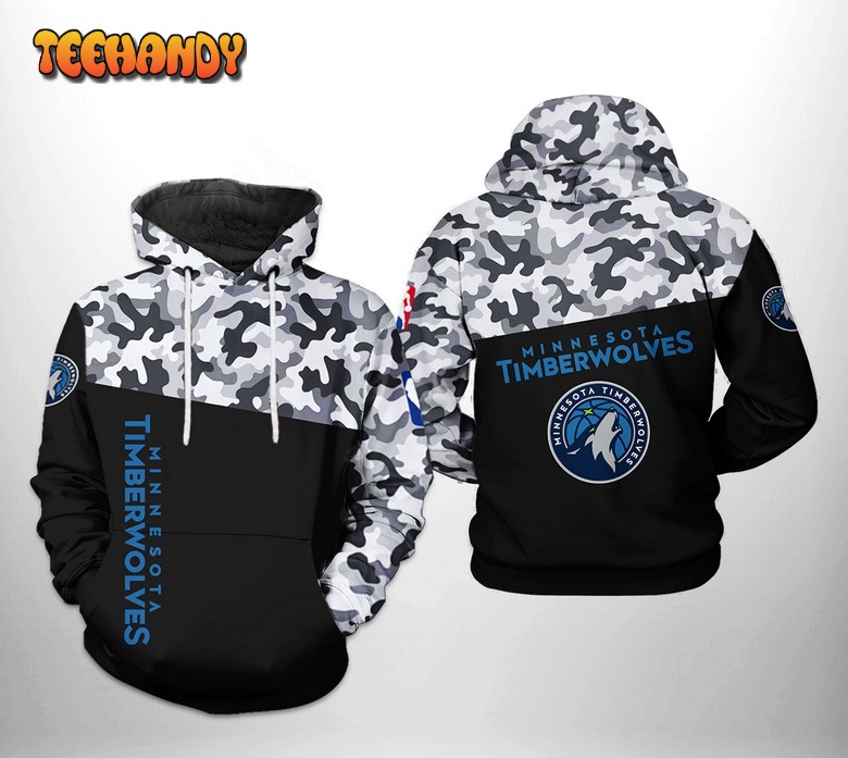 Minnesota Timberwolves NBA Camo Veteran Team 3D Printed Hoodie