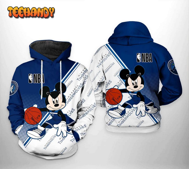 Minnesota Timberwolves NBA Mickey 3D Printed HoodieZipper Hoodie