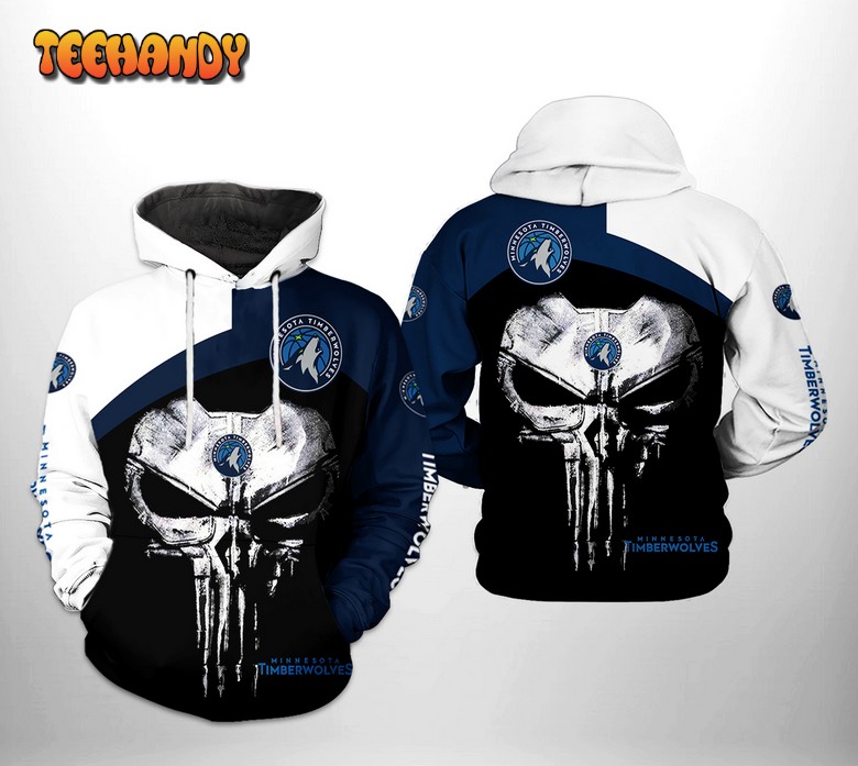 Minnesota Timberwolves NBA Skull Punisher Team 3D Printed Hoodie