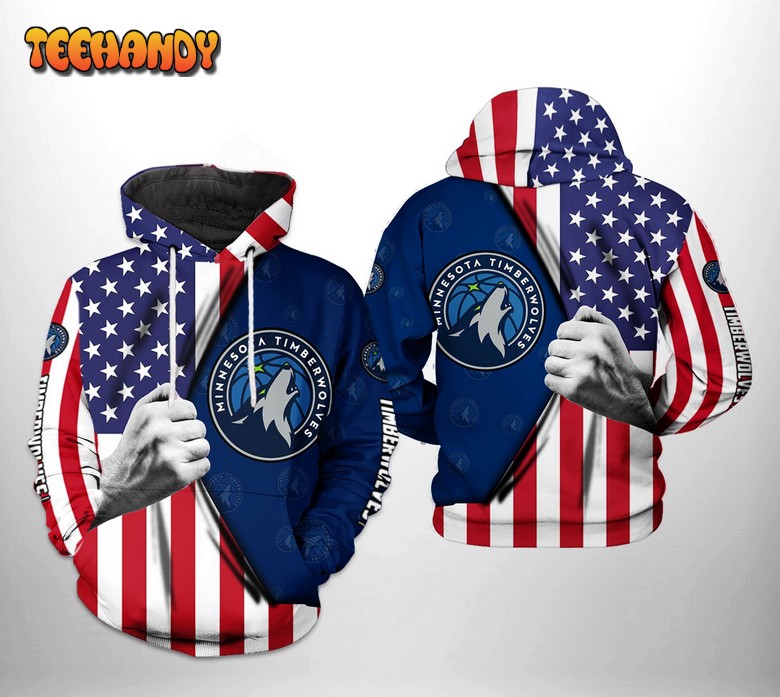 Minnesota Timberwolves NBA US Flag Team 3D Printed Hoodie