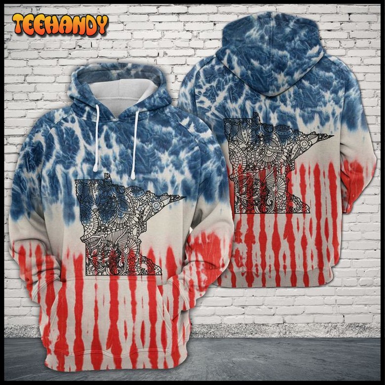 Minnesota Usa Tie Dye 3D Printed Hoodie Zipper Hoodie