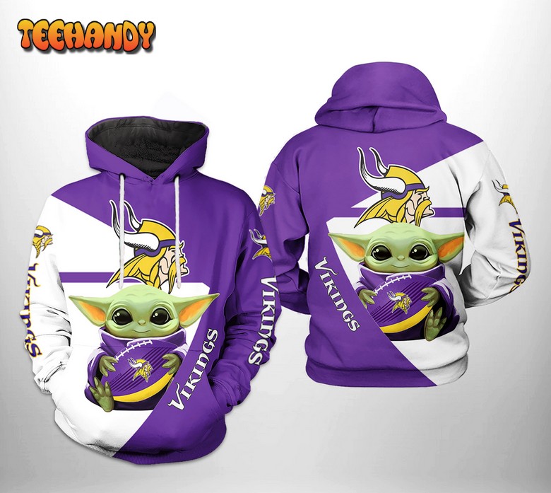 Minnesota Vikings NFL Baby Yoda Team 3D Printed Hoodie