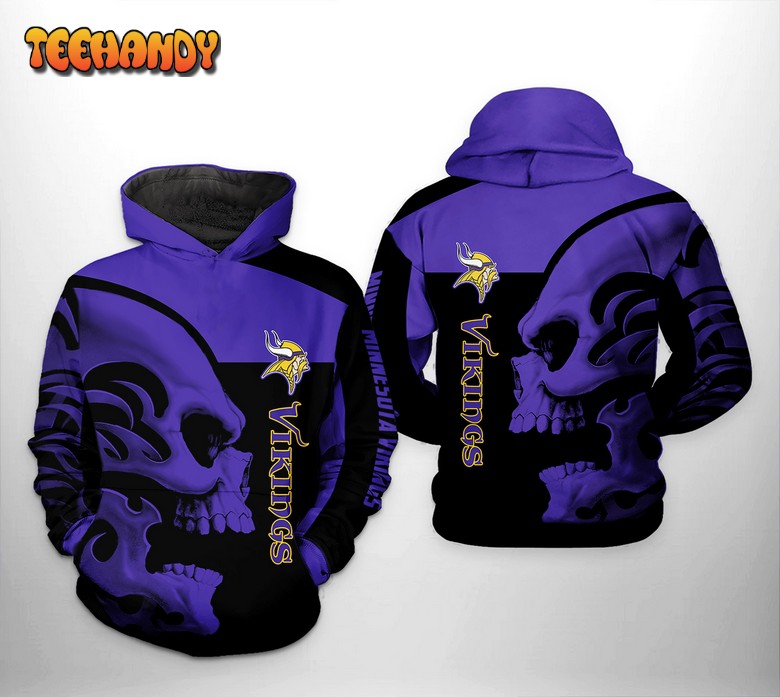 Minnesota Vikings NFL Skull 3D Printed Hoodie Zipper Hoodie