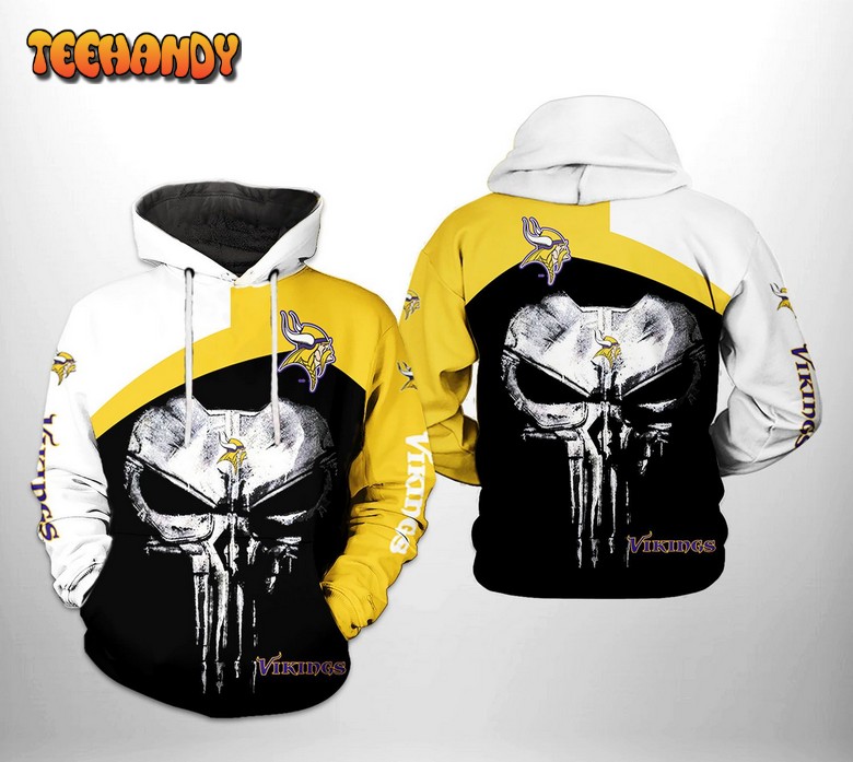 Minnesota Vikings NFL Skull Punisher Team 3D Printed Hoodie