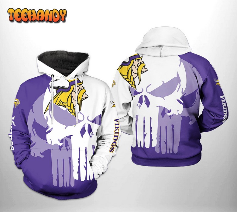 Minnesota Vikings NFL Team Skull 3D Printed Hoodie Zipper Hoodie