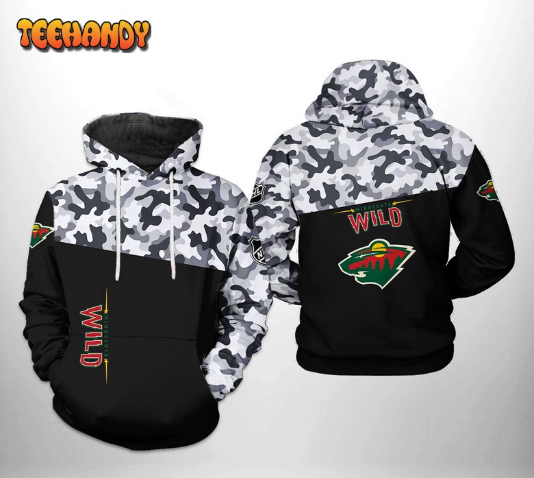 Minnesota Wild NHL Camo Veteran 3D Printed Hoodie Zipper Hoodie