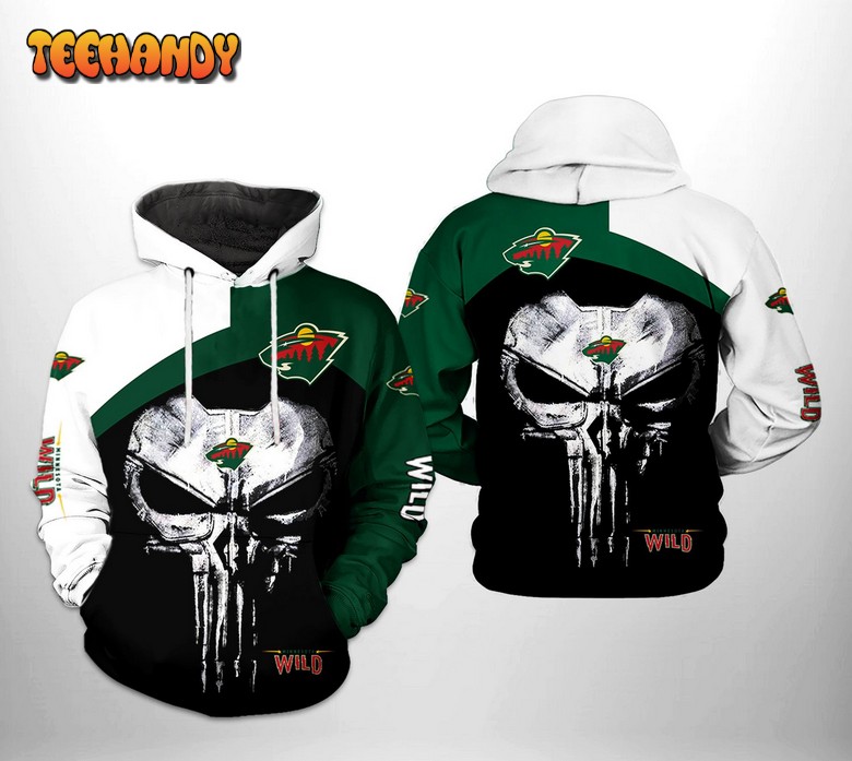 Minnesota Wild NHL Skull Punisher 3D Printed Hoodie Zipper Hoodie