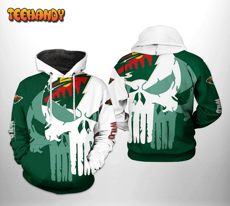 Minnesota Wild NHL Team Skull 3D Printed Hoodie Zipper Hoodie