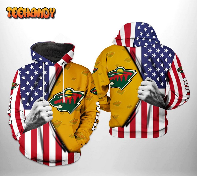 Minnesota Wild NHL US FLag 3D Printed Hoodie Zipper Hoodie