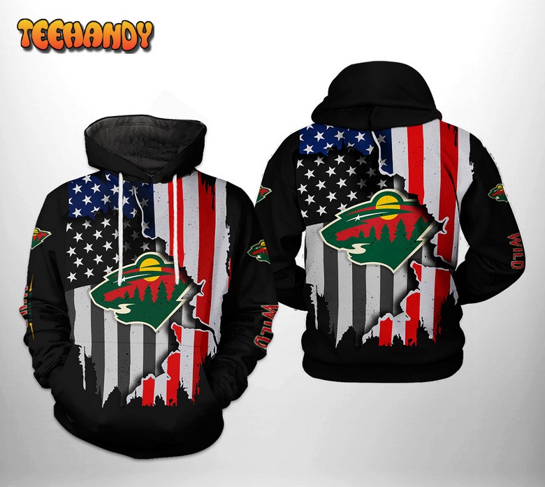 Minnesota Wild NHL US FLag Team 3D Printed Hoodie Zipper Hoodie