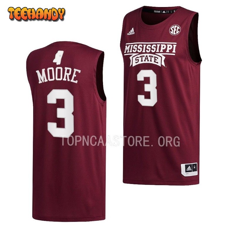 Mississippi State Bulldogs Shakeel Moore Maroon College Basketball Jersey