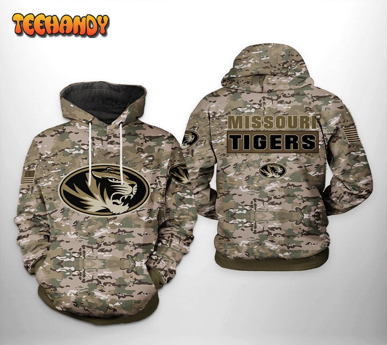 Missouri Tigers NCAA Camo Veteran 3D Printed Hoodie Zipper Hoodie