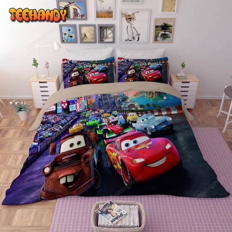 Movie Cars Lightning Mcqueen Duvet Cover Bedding Set