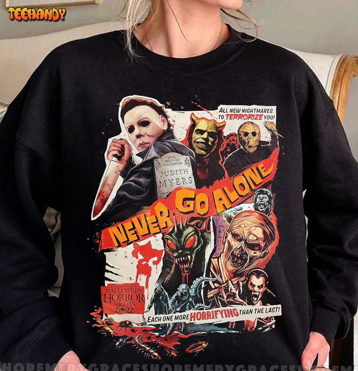 Never Go Alone Michael Myers Vintage Michael Myers Halloween T Shirt