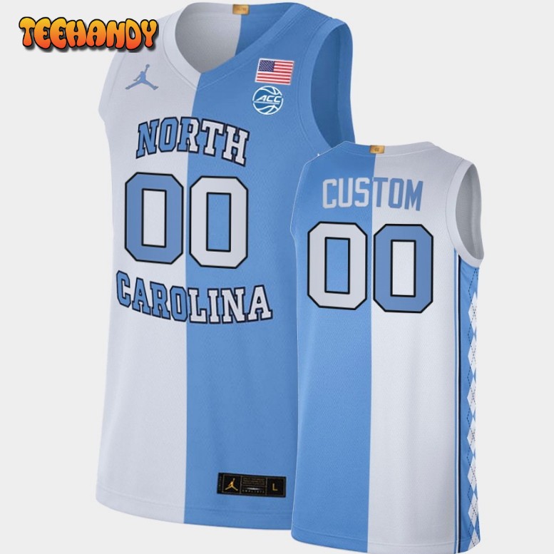 North Carolina Tar Heels Custom Split Blue White College Basketball Jersey