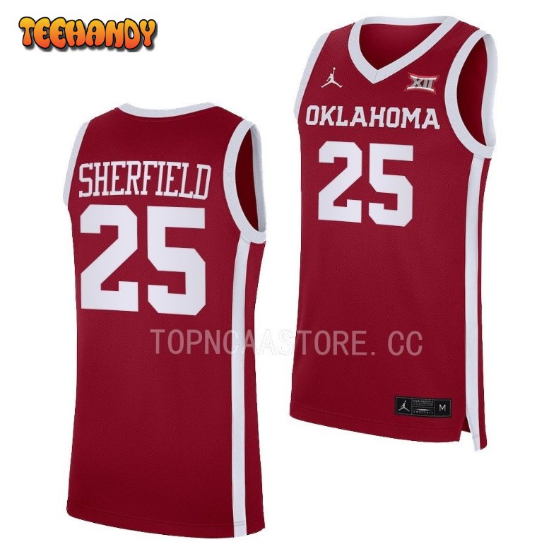 Oklahoma Sooners Grant Sherfield 2023 Crimson Away College Basketball Jersey