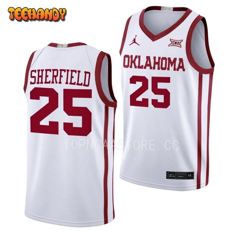 Oklahoma Sooners Grant Sherfield 2023 White Home College Basketball Jersey