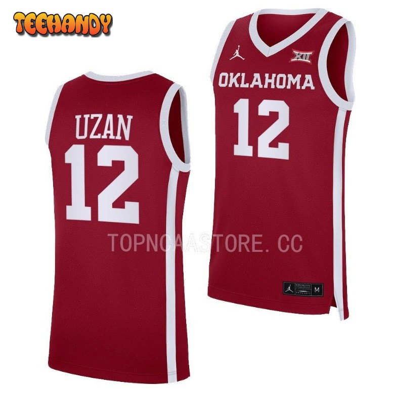 Oklahoma Sooners Milos Uzan 2023 Crimson Away College Basketball Jersey