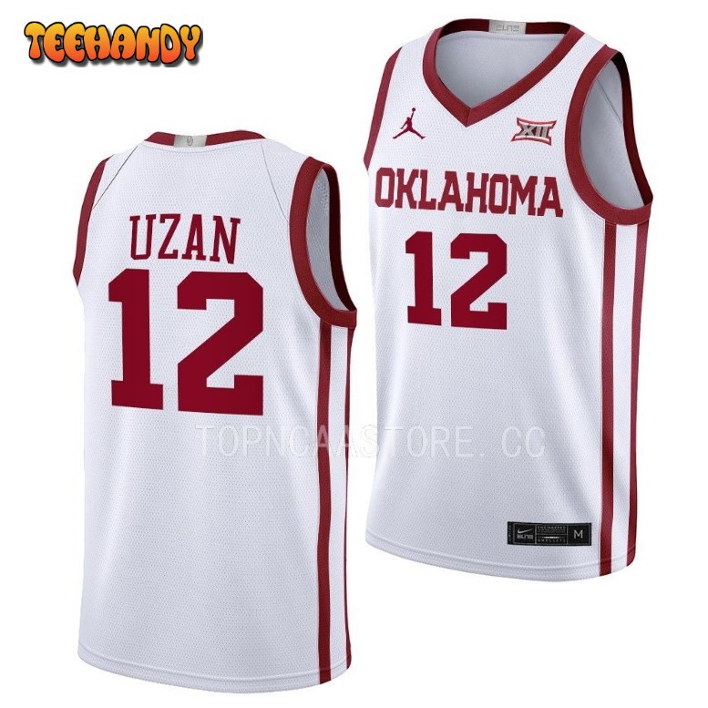 Oklahoma Sooners Milos Uzan 2023 White Home College Basketball Jersey