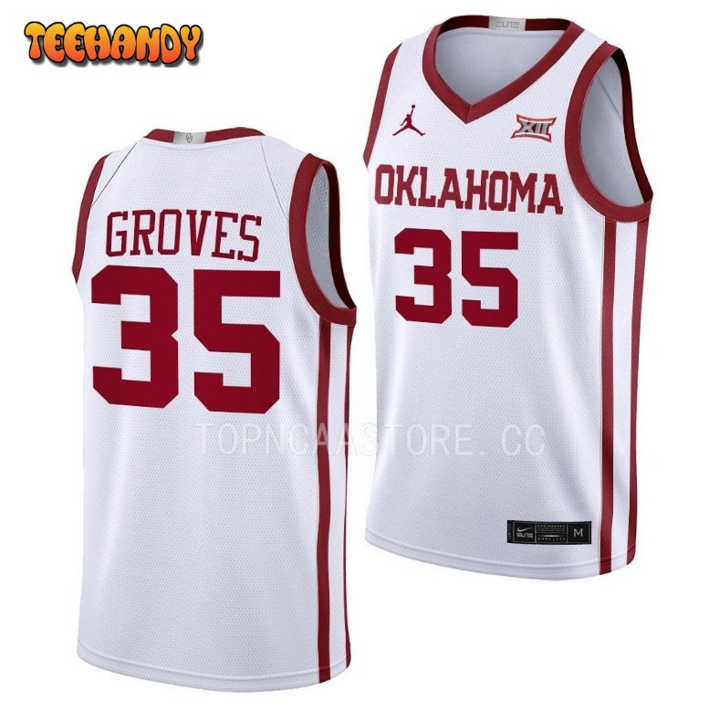 Oklahoma Sooners Tanner Groves 2023 White Home College Basketball Jersey