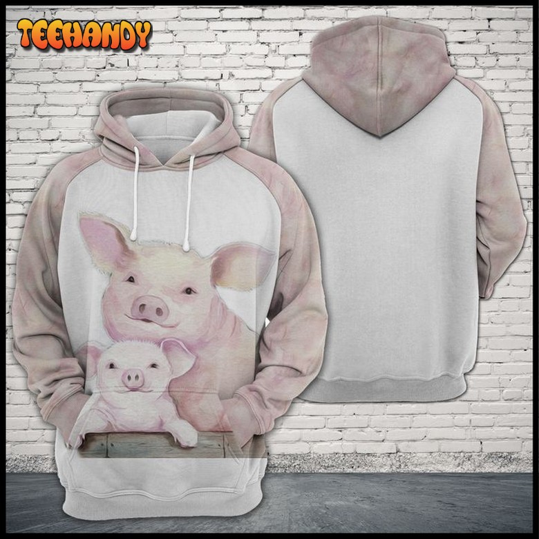 Pig Family 3D Printed Hoodie Zipper Hoodie