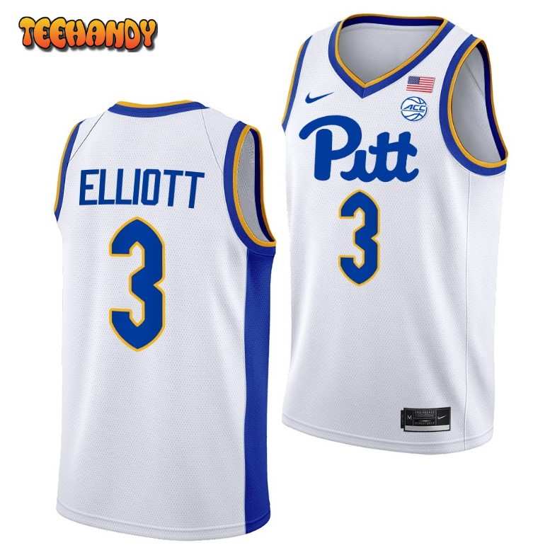 Pittsburgh Panthers Greg Elliott 2023 White Home College Basketball Jersey