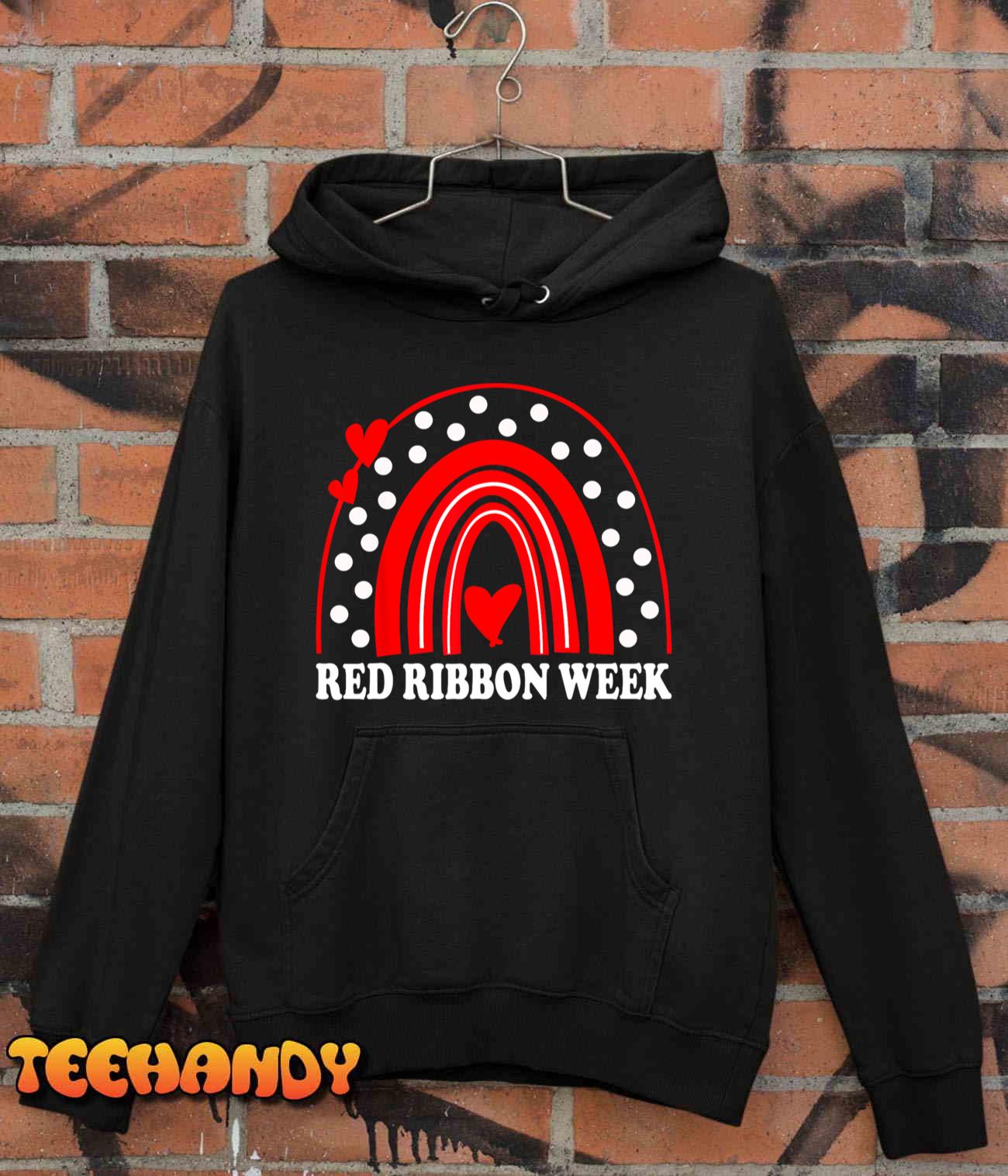 Rainbow Red Ribbon Week Leopard We Wear Red For Awareness Sweashirt