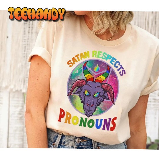 Satan Respects Pronouns Transgender Pentagram Tran T-Shirt