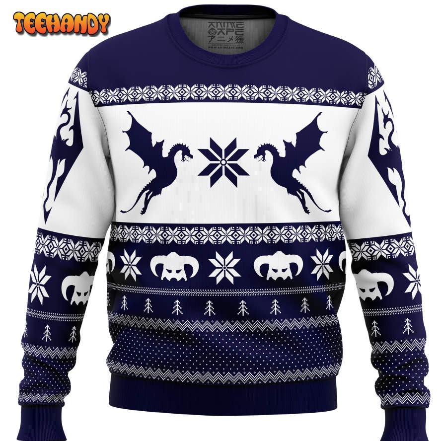 Skyrim Dragon Ugly Christmas Sweater