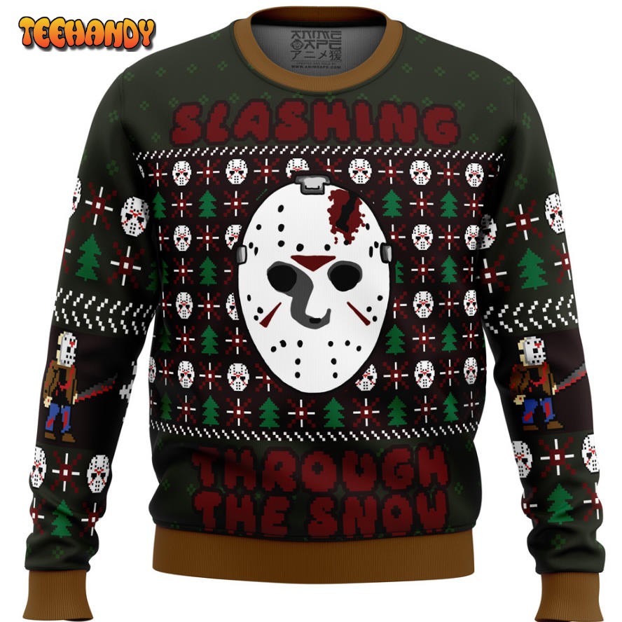 Slashing Through The Snow Jason Voorhees Ugly Christmas Sweater