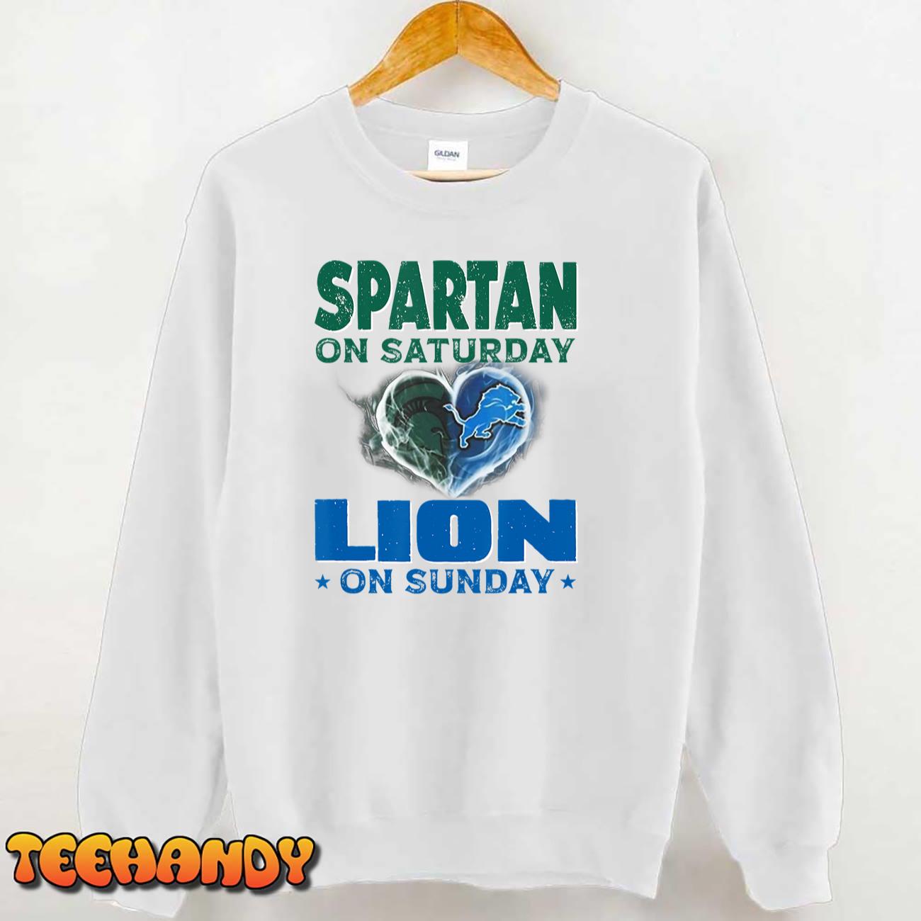 Spartan on Saturday Lion on Sunday Funny Detroit Unisex T-Shirt