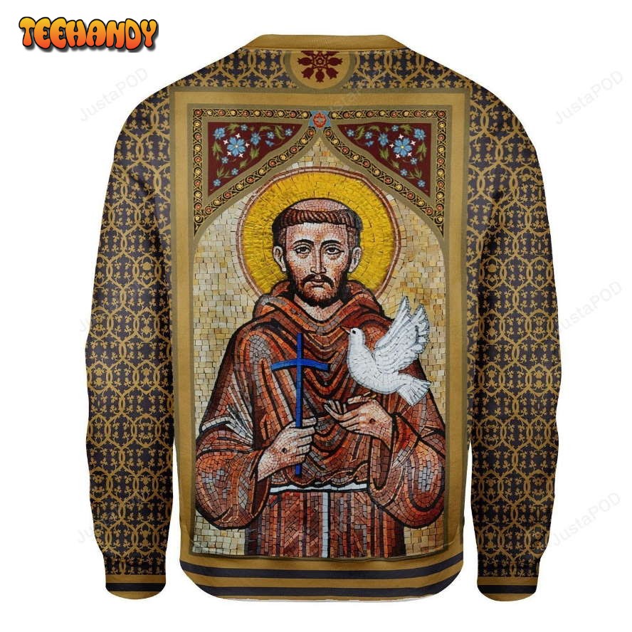 St Francis Of Assisi Ugly Christmas Sweater, All Over Print Sweatshirt