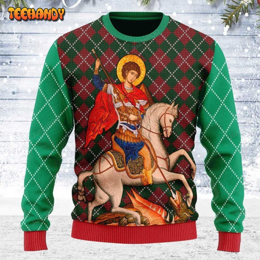 St. George Ugly Christmas Sweater, All Over Print Sweatshirt, Ugly Sweater