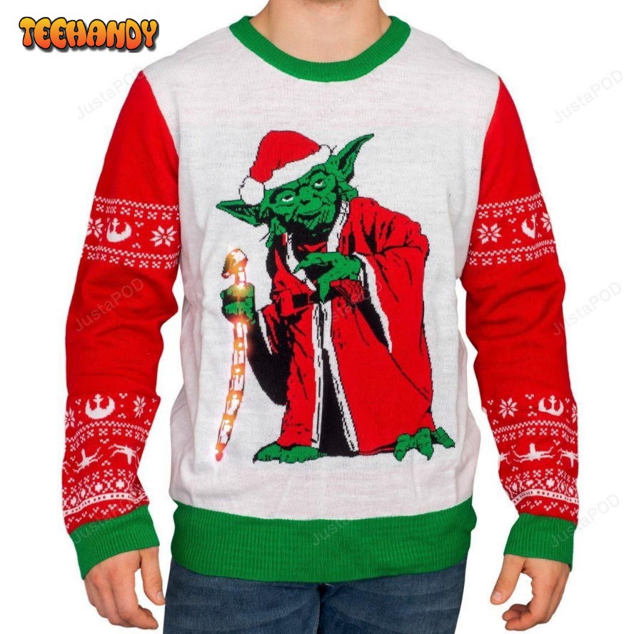 Star Wars Jedi Yoda Light Up LED Ugly Sweater, Ugly Sweater