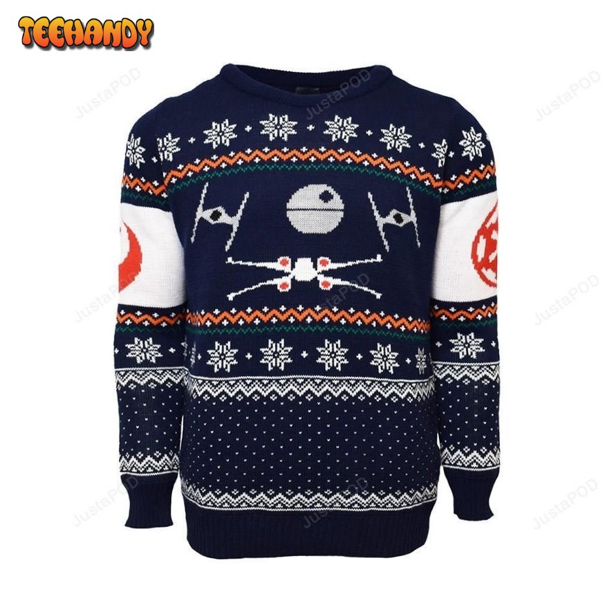 Star Wars X-Wing And TIE Fighter Ugly Christmas Sweater, Ugly Sweater