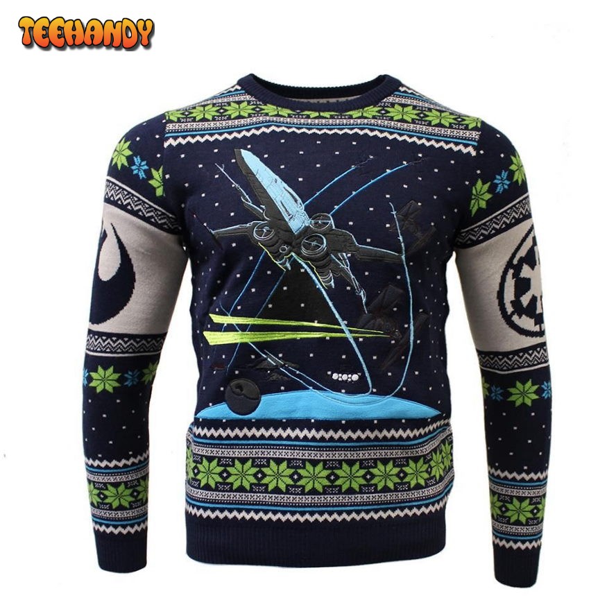 Star Wars X-Wing Chase For Unisex Ugly Christmas Sweater, Ugly Sweater