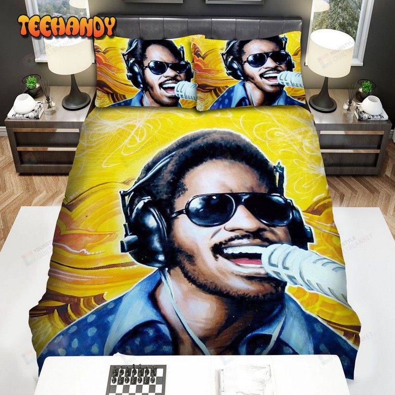 Stevie Wonder Recording Songs Art Spread Comforter Duvet Cover Bedding Sets